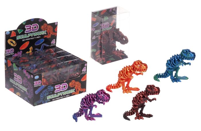 DINOSAURI T- Rex Stampati a 3D in PLA 18cm 4ass In espo da 12pz…x12…x96